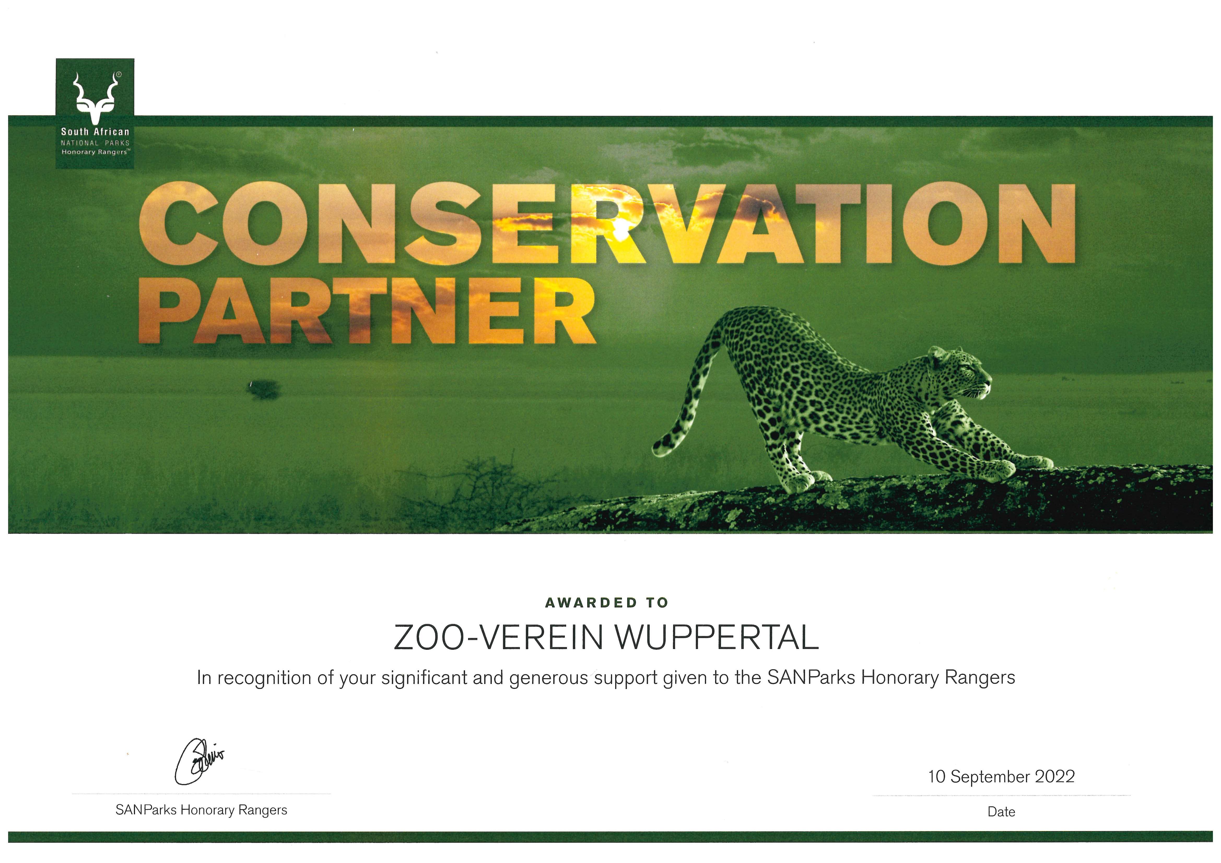 Auszeichnung für den Zoo-Verein Wuppertal